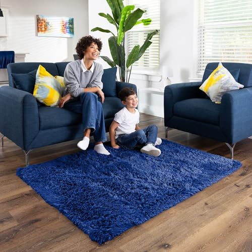 image for Ophanie Blue Rug, Boys 4x6 Rugs for Bedroom Royal Dark Blue Carpet Nur