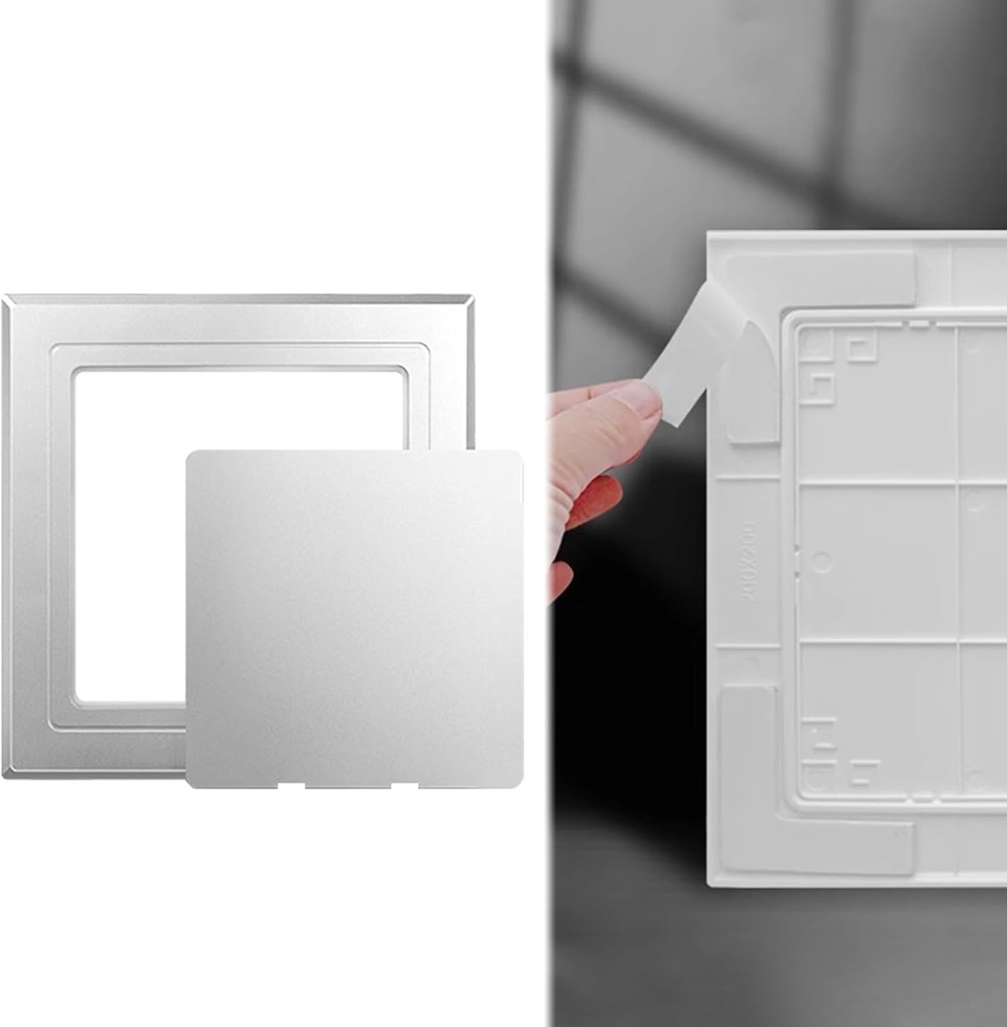 k3Mq9Rw Recessed Access Panel Self-adhesive Cover Plates Mini Access Hatches Suitable For Pipes, HVAC Ducts And Cabling(Silver,150x150mm (5.9x5.9in))