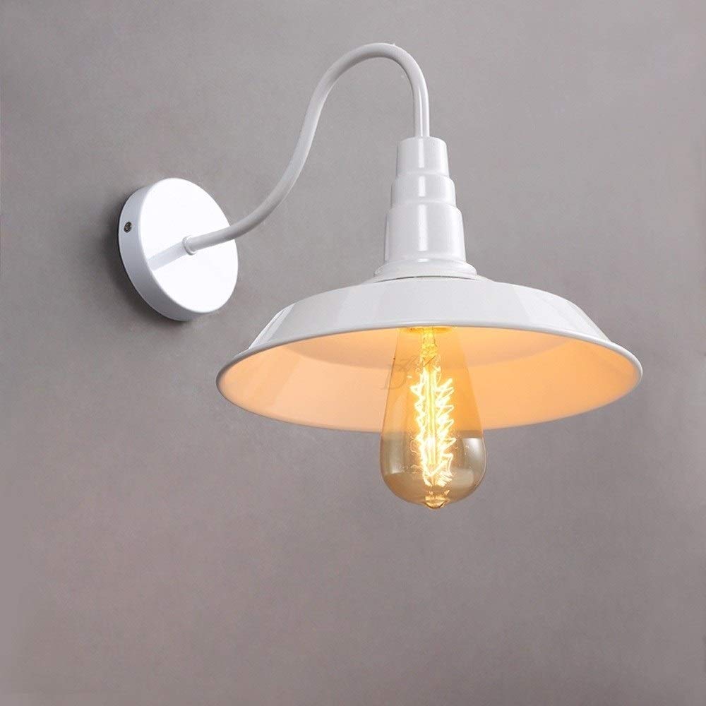 SXSCARKX Wall Sconce, E27 Edison Retro Iron Art Gooseneck Lamp Shade Rustic Loft Lantern Industrial Light Fixture Lighting for Bedroom Cafe Bar Restaurant Office (Matte Black) Needed