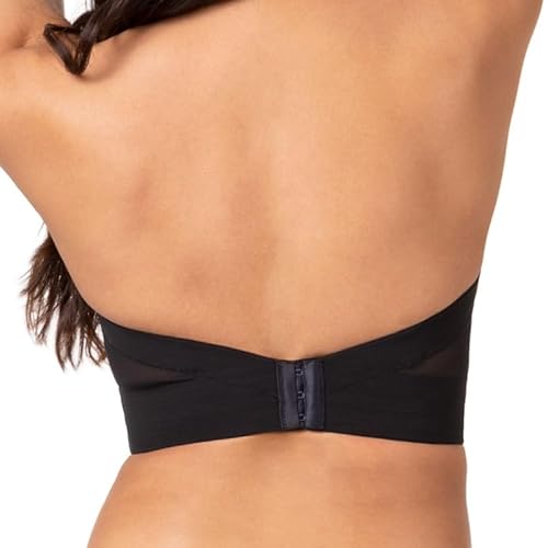 Lively Low Back Strapless Bras For Women | Flexible Underwire Bra With Bustier-Like Front | Nylon Cups | Removable Straps Jet Black #TOP1