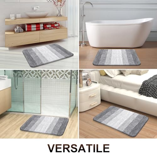 OLANLY Bathroom Runner Rugs Mat 47x20, Extra Soft Absorbent Microfiber Bath Rugs, Rubber Backing, Quick Dry, Washable Long Bath Mats for Bathroom, Tub and Shower, Home Decor Accessories, Light Grey by OLANLY - Image 6