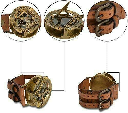 Reloj de Pulsera Brújula Solar Vintage Steampunk con Pulsera de Cuero miniatura 4