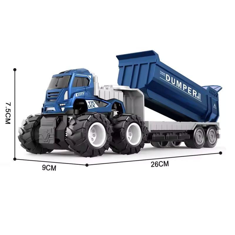 Image of Friction Power Dump Truck Toys for Kids Boys Girls 1:43 Inertia die cast Model Metal Truck Pull Back Vehicle 4wd Transport Dumper Trailer Excavator Toy car (Multicolor)