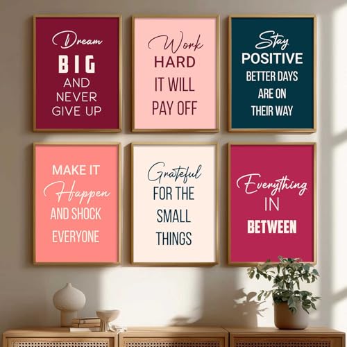 Image of kotart Motivational Quote wall Paintings with Frame for Home Decoration - Painting Living Room Bedroom Office hanging frames Set of 6 Multicolo (14X20 Inch, J)