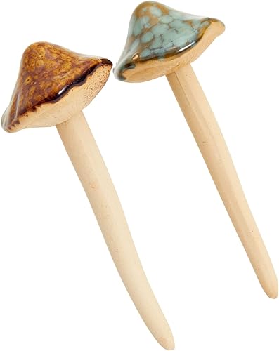 Miniatura 7 de Juvale Estacas de cerámica para plantas de hongos para exteriores, 5 pulgadas, surtido de marrón, rojo, naranja y verde, paquete de 4, juego de