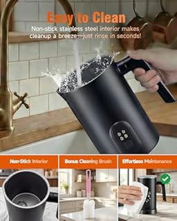 2026 4-in-1 Electric Milk Frother, Automatic Milk with Hot Froth, Heat Milk, Cold Froth & Hot Chocolate Modes and Large Capacity, Magnetic Foam Technology Coffee Frother for Latte & Cappuccino