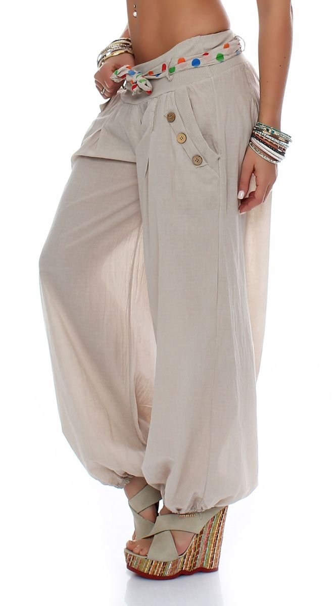 Malito Pantaloni alla Zuava Classico Design Boyfriend Aladin Harem Pantaloni Sbuffo Pantaloni Pump Baggy Yoga 3417 Donna Taglia Unica