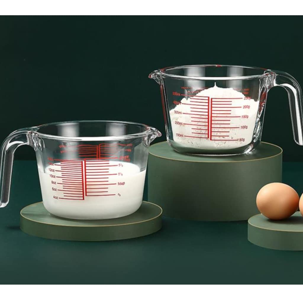 Tasse à mesurer Tasse à mesurer en Verre avec échelle Tasse à Eau Cuisson Échelle Tasse Ménage Tasse à mesurer résistante aux Hautes températures (500 ML)