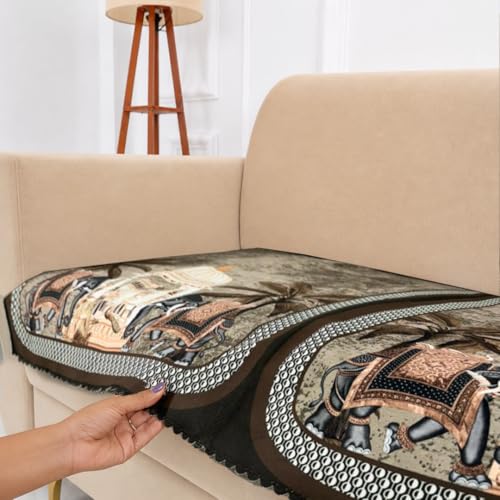 Image of Homerz Premium 'Luxe Series' Sofa Cover | Holland Velvet Fabric | Smooth Finish | Anti-Slip Fleece Backing Couch Protector (Maharaja, 6 (3+2+1) Seater, Only Seat Cover)