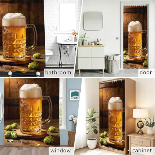 Rideau de douche polyester lavable 200x200 cm chope de bière avec œillets de fixation - 8