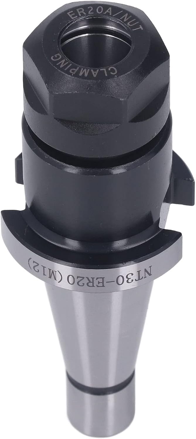 Milling Shank Holder M12 Thread, Collet Chuck, NT30 ER20 40cr Alloy Steel - Vacuum Quenched Hardness, Stable Wear Resistance for CNC Lathe and Machining