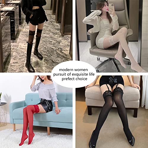 Women's Lace Top Thigh High Stockings Thickened Tiptoe and Anti-skidding Socks4