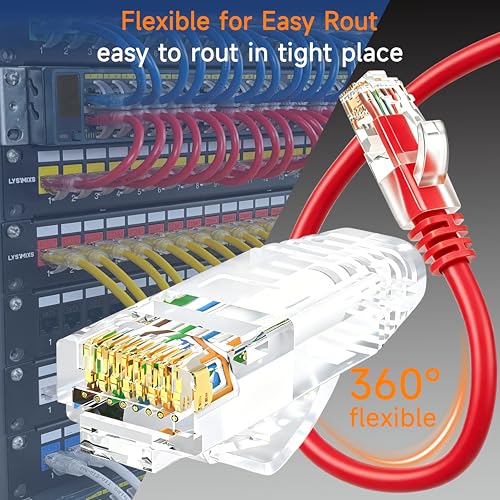 Image of Cat6 Ethernet Patch Cable 2 ft (10 Pack), Cat6 Patch Cable 26AWG Pure Copper for Data Centers, Cat 6 Patch Cable 10G, Network Patch Cables for Home and Enterprise Network -Red