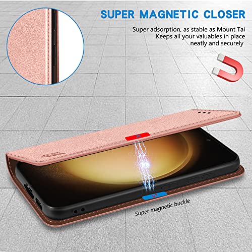 Image of ZZXX for Samsung Galaxy S23 Wallet Case Strong Magnetic 6.1 inch,Rose Gold