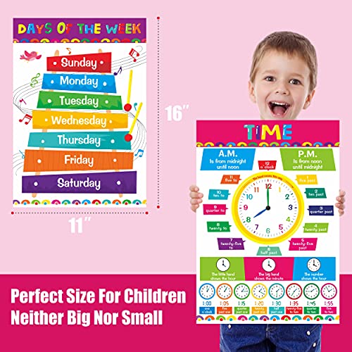 Image of Gethelud 17 Packs Educational Poster, PET Film Covered Preschool Learning Tools for Nursery Kindergarten Toddlers