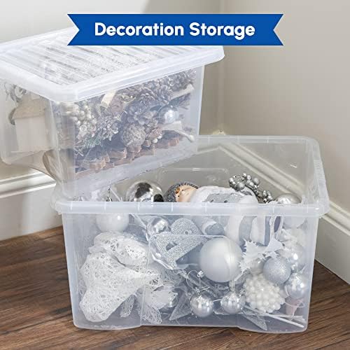 1ABOVE Home Office Clear Plastic Stackable Storage Boxes & Lids PACK OF 5- (11Litre)