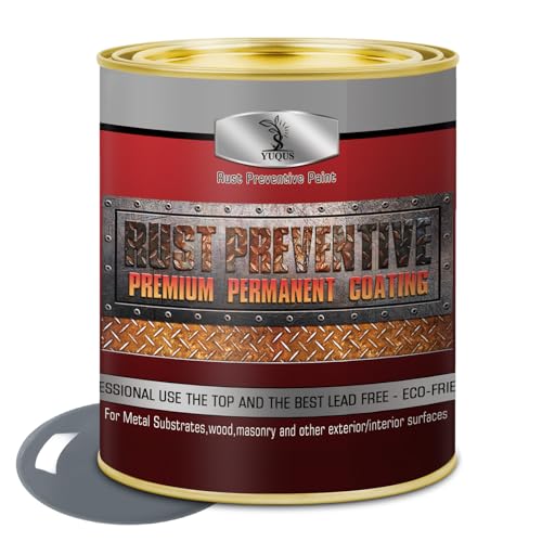 YUQUS Metal Anti-Rust Paint Grey, High Gloss 32 Fl oz, Metal Primer and Protective Coating, Protects All Metals in Marine and Undercoating in Automotive & Snow-Handling Vehicles