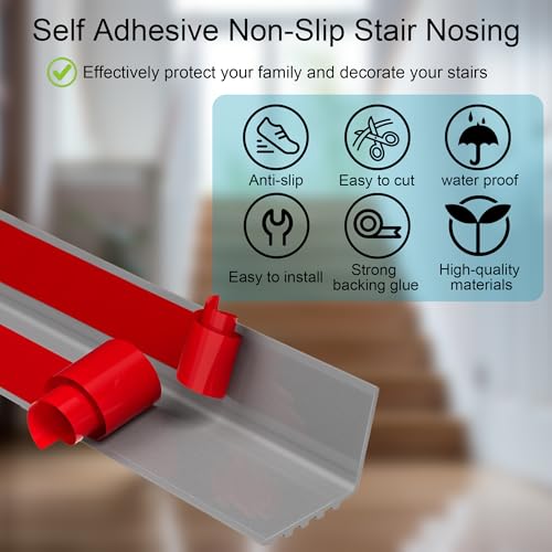 Protector de borde de escalera autoadhesivo y antideslizante de vinilo flexible 2