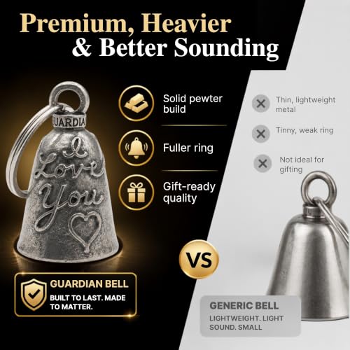 Image of Guardian Bell Good Luck Bell w /Keyring & Black Velvet Gift Bag | Motorcycle Bell | Lead-Free Pewter | Made in USA