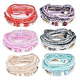 FANJURNEY Bohemian Beaded Bracelets Set for Women Stretch Bracelets for Women Beads Stackable Bracel