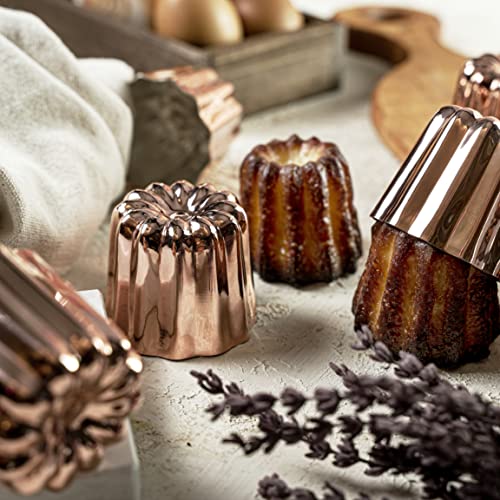 Image of Hakart Set of 6 Copper Canele Molds 2.1 Inch, Traditional Size French Caneles, Nonstick Pastry Caneles