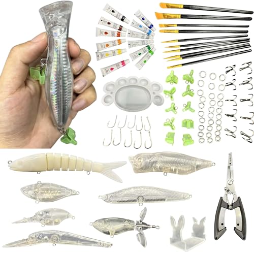 LoDinpo Professional Lure Making Tool, Including Paint and Brushes, Color palettes, Lure Pliers, Fishing Gear Fishing Equipment