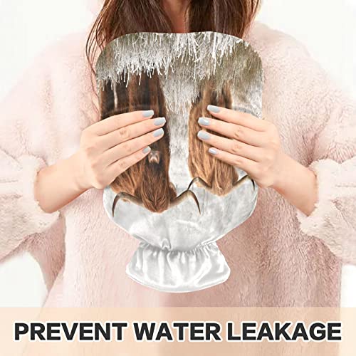 Schottische Hochland-Rinder-Wärmflasche mit Bezug, 1 l Winter Warme Transparente Wärmflasche Tragbare Wärmflaschen für Menstruationskrämpfe, Nacken- und Schulterschmerzen Linderung