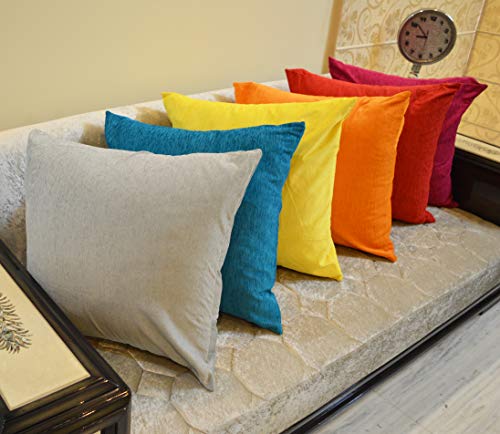 Image of Khooti Molfino Cushion Cover, 16x16 | Grey | Pack of 2 | Solid Plain Soft & Smooth, Decorative Cushion Covers for Living Room, Bedroom, Couches, Chairs, Sofas, Beds & Home Decor