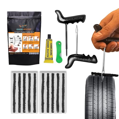 GRAND PITSTOP Universal Tubeless Tyre Puncture Kit |Strip-Based (Pack of 10 pcs) | Flat Tyre Repair Tool for Cars, Bikes, Trucks, Autos | Easy to Use 