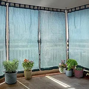 HIPPO - PE 85% Outdoor Sun Blocking Balcony Curtains Loop UV Protection, Sun Shading Light Filtering, Temperature Reducing 9 ft Long Door Curtain, Set of 2 pcs (Cool-Blue || 4.5FTX9.0FT)