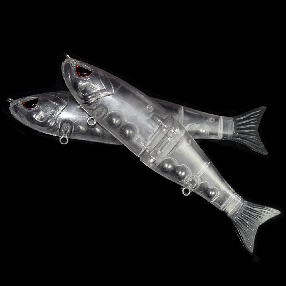 HUFFA Lot de 5 leurres de pêche artificiels Non Peints Glide Shad Bait 18 cm 60 g avec Queue Souple et Yeux 3D