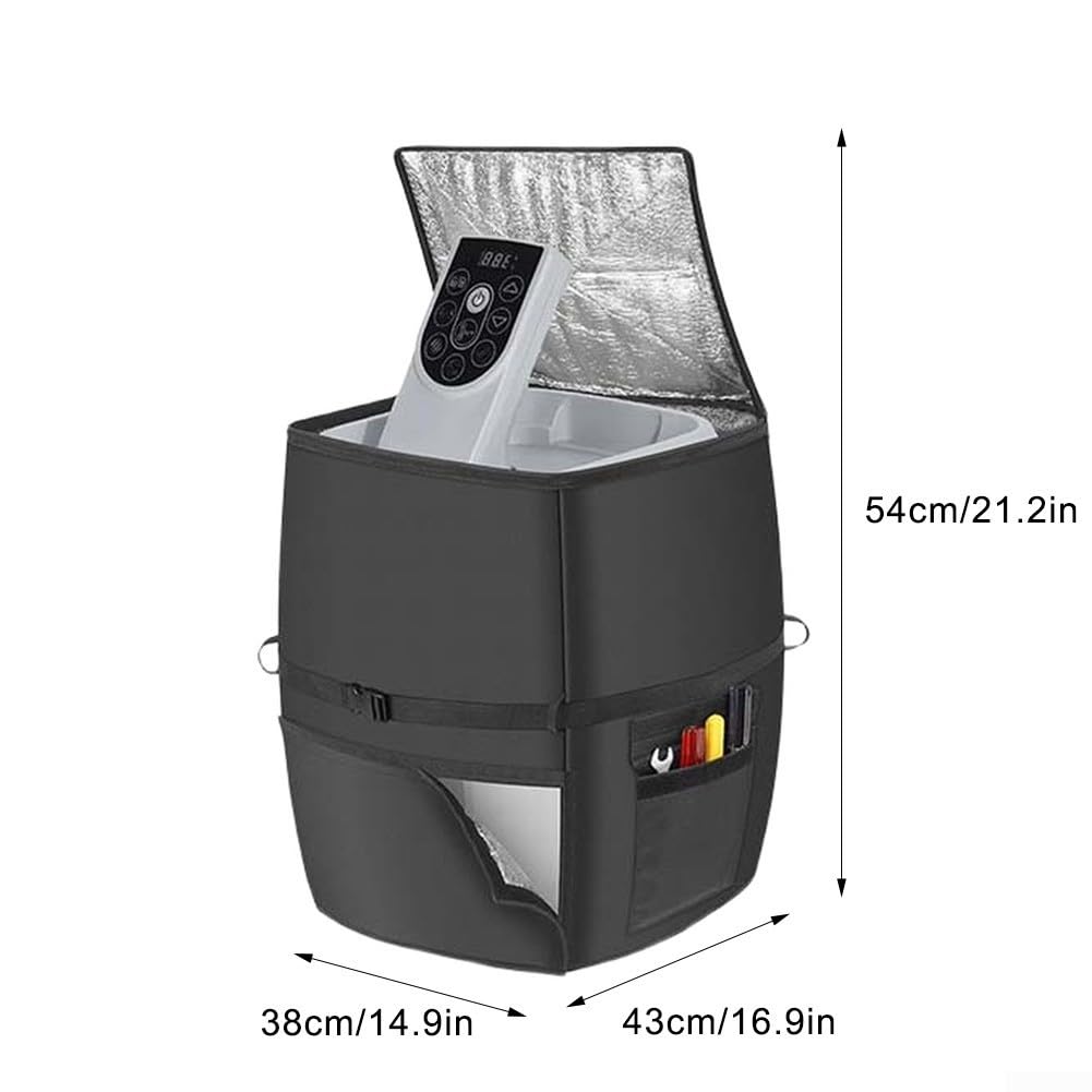 Housse de pompe de chauffage spa imperméable et isolée avec fermeture éclair sur le dessus - Étui en tissu Oxford indéchirable pour jacuzzi extérieur et pompes - Ajustement sécurisé (noir
