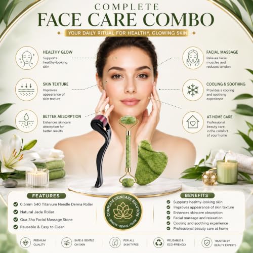 Image of Derma Roller for Hair and Beard Regrowth (0.5MM GuaSha Combo)