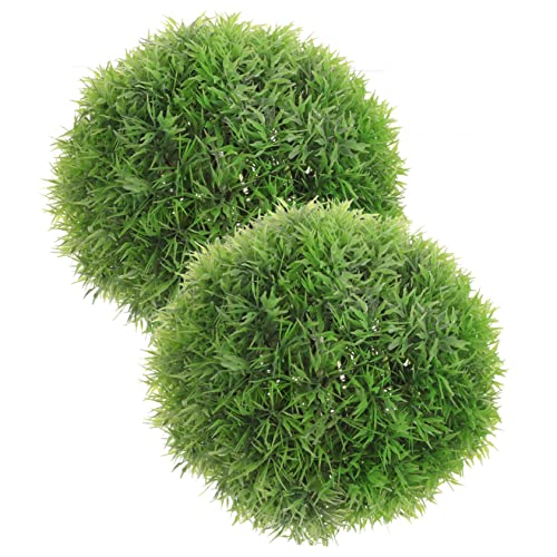 JECOMPRIS 2Pcs Artificial Grass Ball Decorative Plant for Outdoor and Indoor Decor Lifelike Leaf Topiary Balls for Ceiling Hanging Garden Wedding and Home Decoration