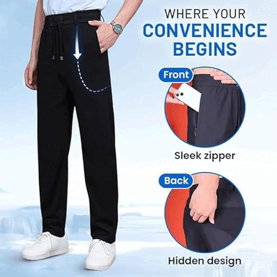 Ice Silk Mesh Panel Casual Pants, Mesh Irons Pants for Men Over 55, Quick Drying with Pockets Breathable2