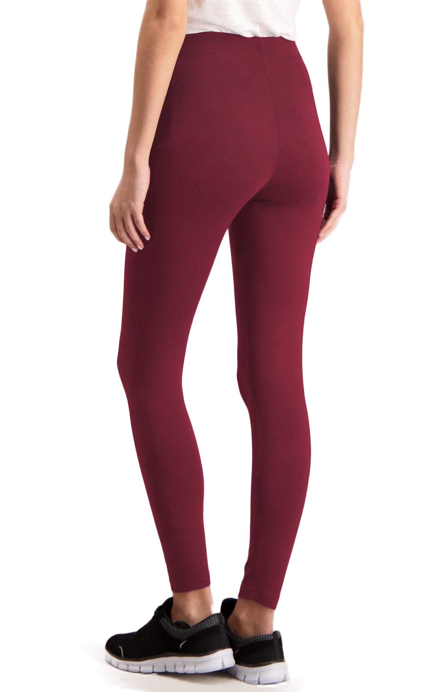ELF KUCKUCK Damen Leggings Blickdichte Leggins Hose aus Baumwolle Dunkelrot (XS-S)