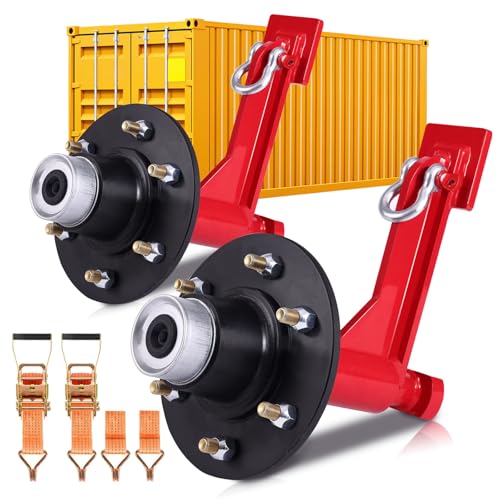 Red 6 Holes Shipping Container Wheels Kit with Heavy Duty