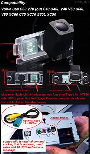 Image of Super HD Vehicle Backup License Plate Cameras Car Rear View Back up Camera compatiable for Volvo S80L /S40L /S80 /S40 /S60 /V60 /XC90 /XC60 /C70 /S60L Waterproof HD (Model A= Clip+Screw Connector)