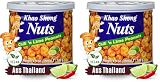 Khao Shong Chili ’n Lime Peanuts, Erdnüsse mit Chili & Limette überzogen, knackige Nüsse im fruchtig-scharfen Teigmantel, kunspriger Snack, (1 x 140 g Dose) (Packung mit 2)