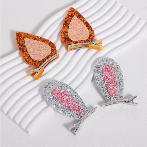 Set 4 Pinzas para el Cabello con Orejas de Animal Brillantes miniatura 4
