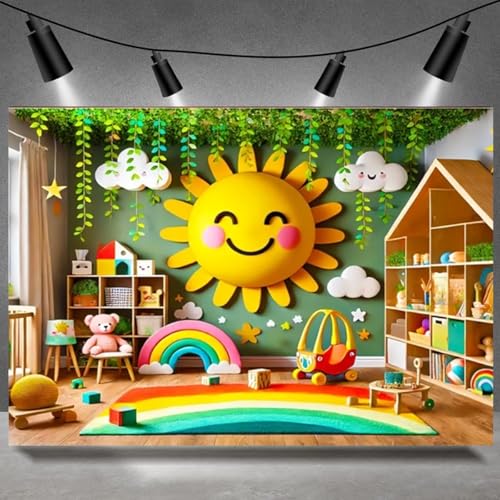 Fondo Fotográfico Para Niños 7X5FT Verde miniatura 1