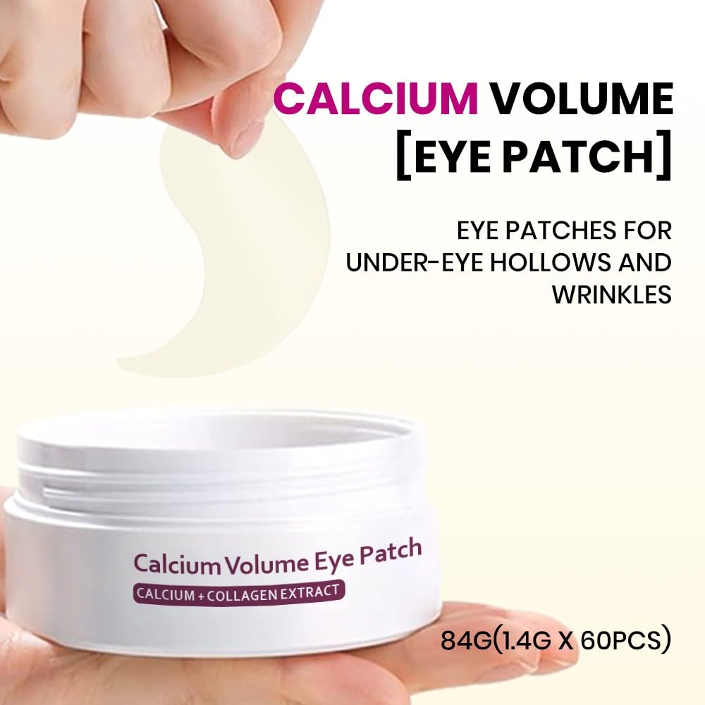 KOEC Calcium Volume Eye Patch 60ea & Volume Multi Balm,Calcium Volume Wrinkle Stick,Deep Hydration,Skin Firmness & Elasticity Eye & Face & Neck Care Set