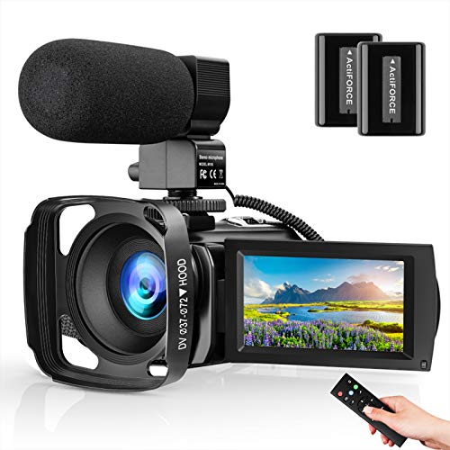 New Upgrated Video Camera Camcorder for YouTube, FHD 1080P 30FPS 24MP Vlogging Cameras Digital Camera with Microphone Webcam Recorder with Remote Control, Lens Hood, 3.0 Inch 270Â° Rotation Screen
