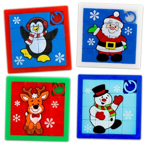 4 Stück Schiebepuzzle Kinder,Schiebe Puzzle als Kleinigkeiten für Adventskalender,Adventskalender Füllung Kinder,Motive enthält - Weihnachtsmann, Schneemann, Elch und Pinguin,Weihnachten Geschenke 4 Stück Schiebepuzzle Kinder,Schiebe Puzzle als Kleinigkeiten für Adventskalender,Adventskalender Füllung Kinder,Motive enthält - Weihnachtsmann, Schneemann, Elch und Pinguin,Weihnachten Geschenke