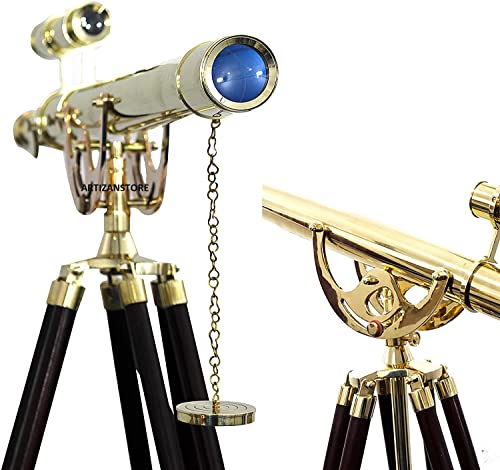 Telescopio Refractor ARTIZANSTORE 64X con Trípode de Madera miniatura 4