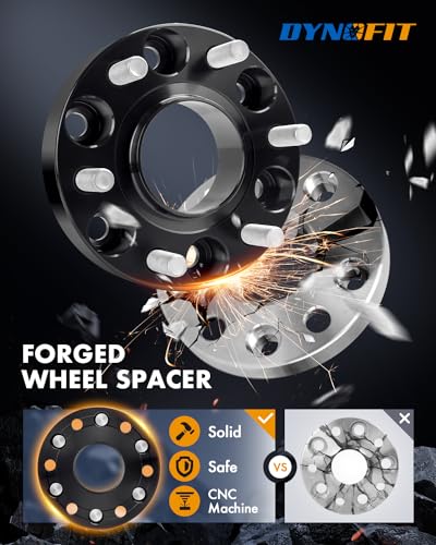 Image of Dynofit 6x5.5 to 6x5.5 Wheel Spacers 1.5 inch, 6x139.7 Forged Hubcentric Spacers Compatible with 2019-2026 Ram 1500 and 2021+ Jeep Grand Wagoneer, 77.8mm Bore with M14x1.5 Studs - 4Pcs 1.5 Inch Set