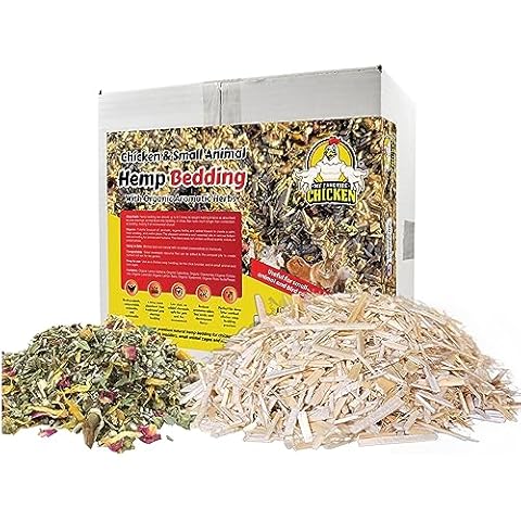 Hemp Bedding for Chicken Coop, with Anti Odor Herbs - Small Animal Litter for Guinea Pig, Hamster, Bunny Rabbit, Snake, Ferret, Tortoise, Rat and More - Pine Wood Shavings Alternative Poultry 1cuft Cover