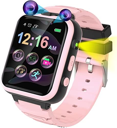 Allspin Smart Watch for Kids Boy Girls – Dual Camera Touchscreen Game with 16 Intelligent Games & Video Music Player Calculator Torch Pedometer, Educational Toys Toddles Birthday Gift 3-10(Pink)