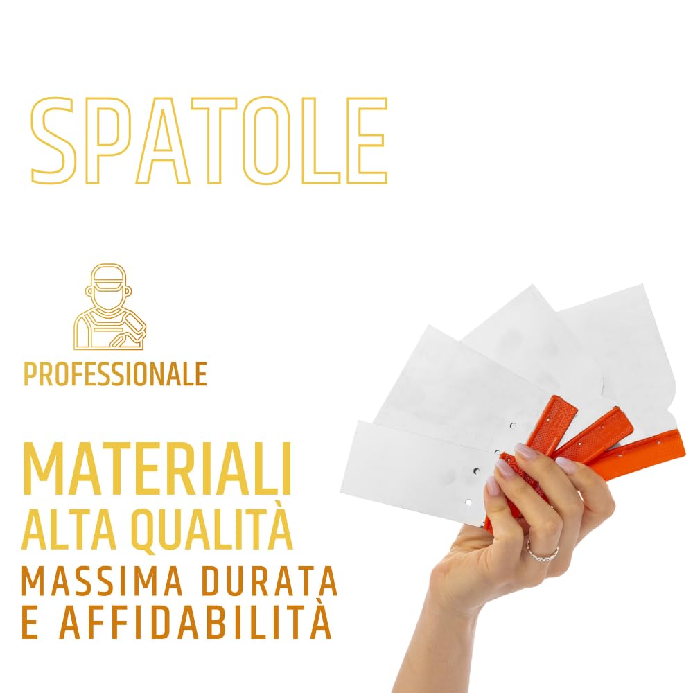 PENNELLIFICIO 2000 | Zestaw 4 profesjonalnych japońskich szpatułek ze stali nierdzewnej, ergonomiczny chwyt, idealny do kitu, szerokość 60/80/100/120