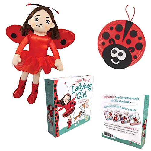 Ladybug Girl by David Soman Boxed 4 Boardbook Set (Ladybug Girl Plays, Ladybug Girl and Her Mama, Ladybug Girl Feels Happy, Ladybug Girl Loves), MerryMakers Ladybug Girl Plush Doll and Craft Gift Set